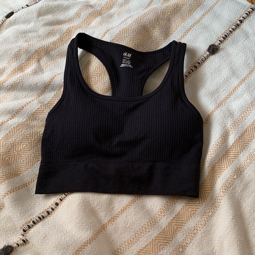 H&M Ribbed Racerback Bra in Black Size Small - Picture 3 of 12